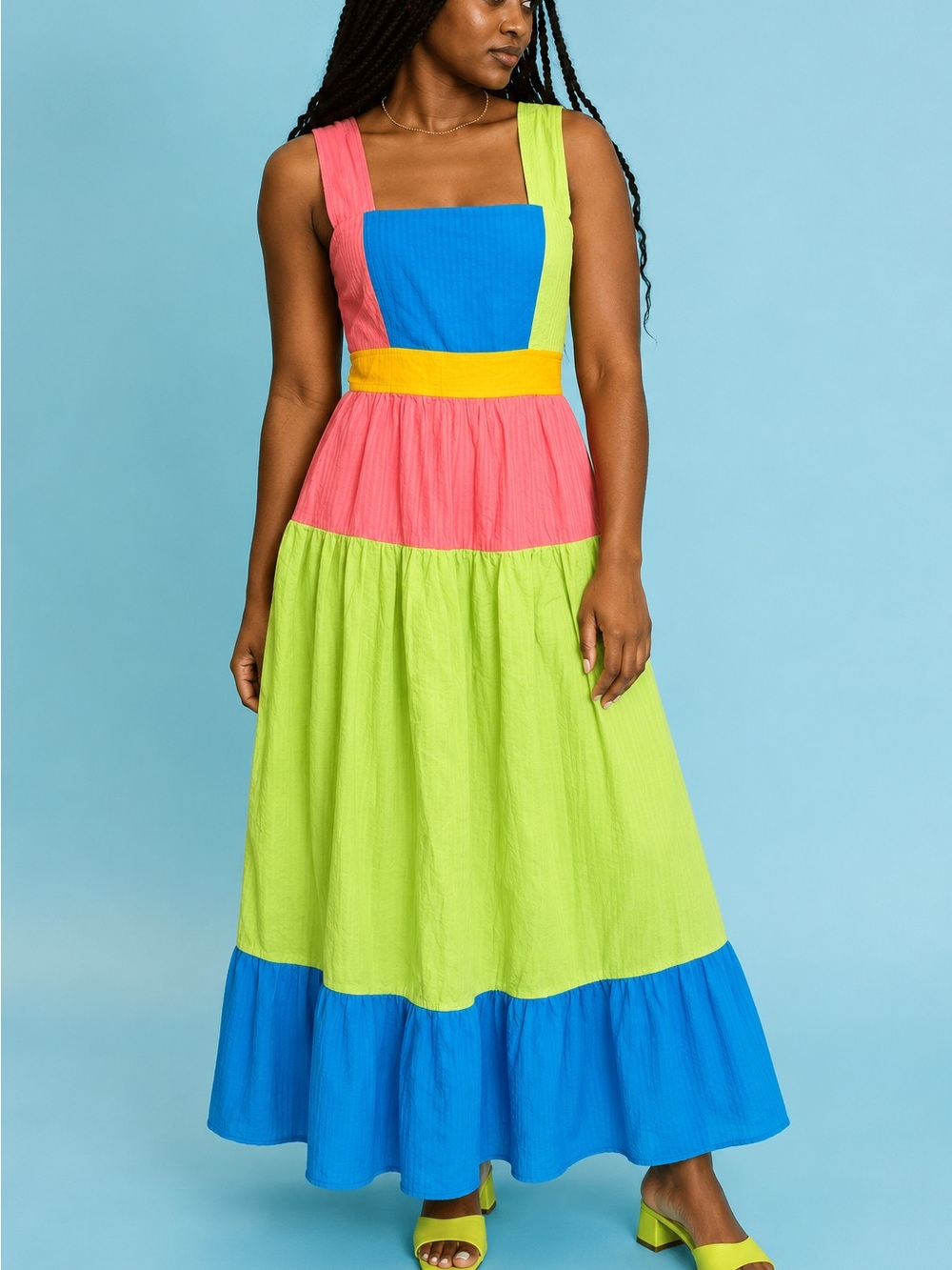 Rachel Antonoff Hannah Maxi Dress Highlighter Colorblock Size 4